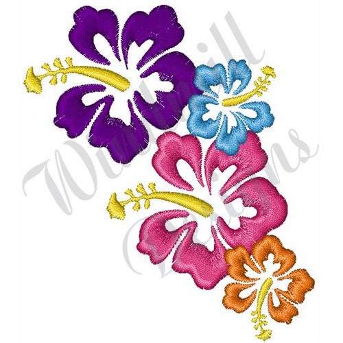 Hibiscus Flowers Machine Embroidery Designs Hawaiian Flowers Etsy