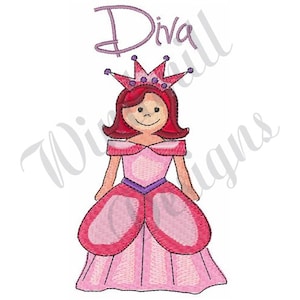 Princess Diva - Machine Embroidery Design, Embroidery Designs, Machine Embroidery, Embroidery Patterns, Embroidery Files, Instant Download