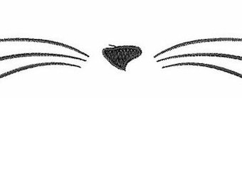 Cat Nose and Whiskers - Machine Embroidery Design, Embroidery Designs, Machine Embroidery, Embroidery Patterns & Files, Instant Download