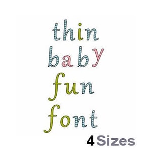 Thin Baby Fun Machine Embroidery Font Instant Download Embroidery Alphabet BX Font