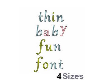 Thin Baby Fun Machine Embroidery Font Instant Download Embroidery Alphabet BX Font