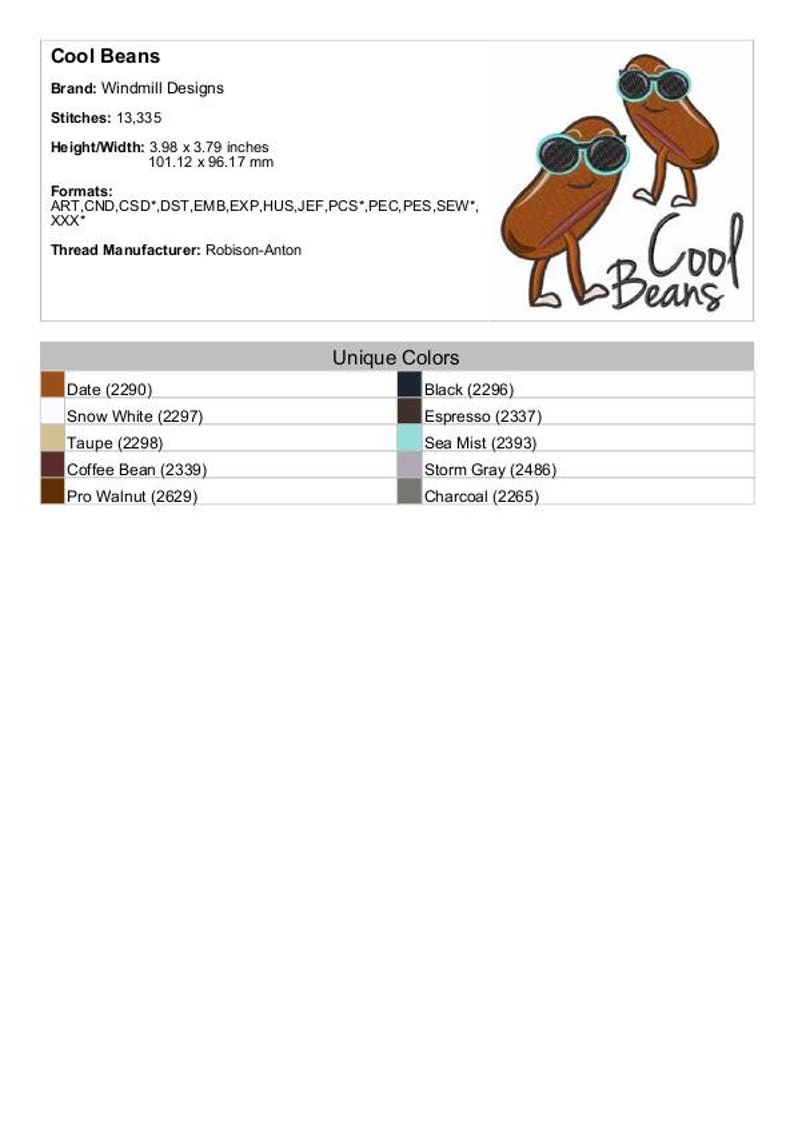 Cool Beans - Machine Embroidery Design, Embroidery Designs, Machine ...