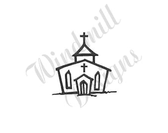 Church Outline - Machine Embroidery Design, Embroidery Designs, Machine Embroidery, Embroidery Patterns, Embroidery Files, Instant Download