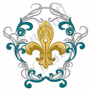 Fleur De Lis - 機械刺繍デザイン、刺繍デザイン、機械刺繍、刺繍パターン、刺繍ファイル、即時ダウンロード