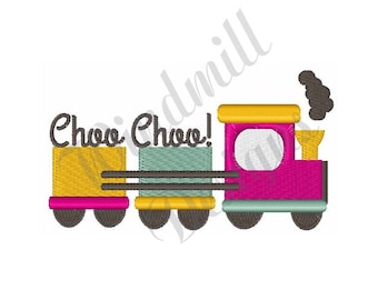 Choo Choo Train - Macchina Ricamo Design, Ricami Disegni, Ricamo macchina, Ricami Modelli, File di ricamo, Download istantaneo