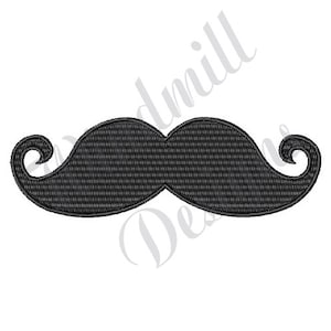 Peut inclure: Une moustache noire avec des extrémités recourbées. La moustache est un design graphique simple.