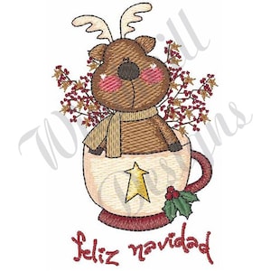 Feliz Navidad Reindeer - Machine Embroidery Design, Embroidery Designs, Machine Embroidery, Embroidery Patterns & Files, Instant Download