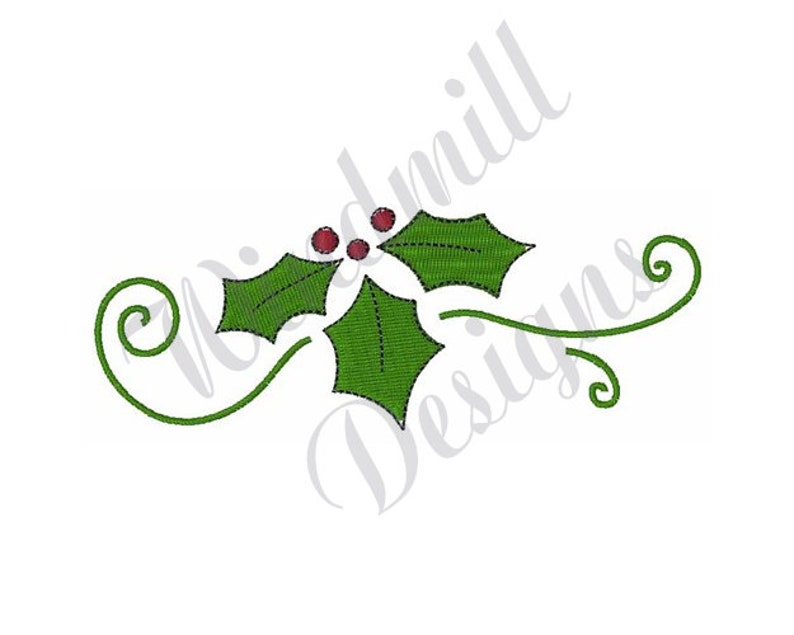 Christmas Holly Machine Embroidery Design, Embroidery Designs, Machine Embroidery, Embroidery Patterns, Embroidery Files, Instant Download image 1