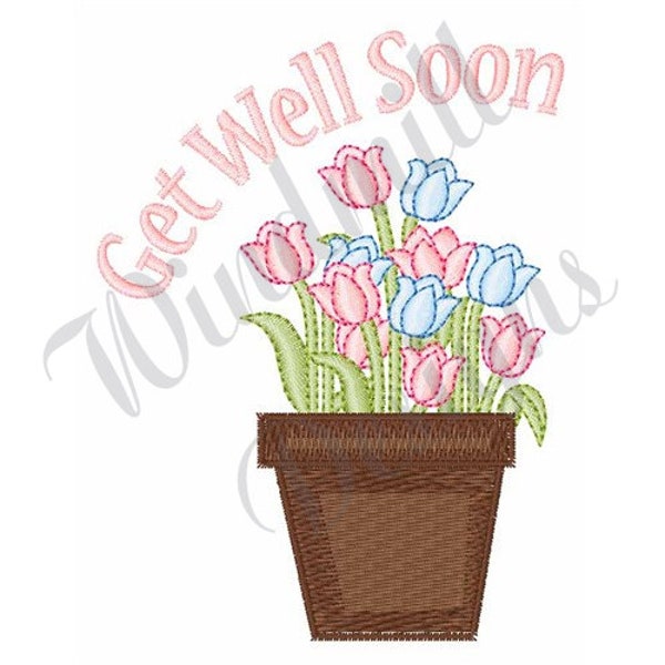 Get Well Soon Flowers - Machine Embroidery Design, Embroidery Designs, Machine Embroidery, Embroidery Patterns & Files, Instant Download