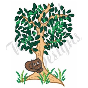 Squirrel In Tree - Machine Embroidery Design, Embroidery Designs, Embroidery Patterns, Embroidery Files, Instant Download