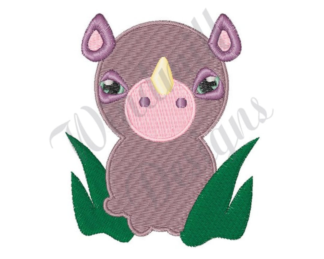 Little Rhino Machine Embroidery Design Embroidery Designs Etsy