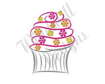 Cup Cake Outline Machine Embroidery Design, Embroidery Designs, Machine Embroidery, Embroidery Patterns, Embroidery Files, Instant Download