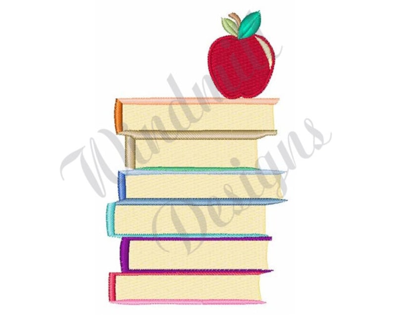 Stack Of Books Machine Embroidery Design Embroidery Etsy