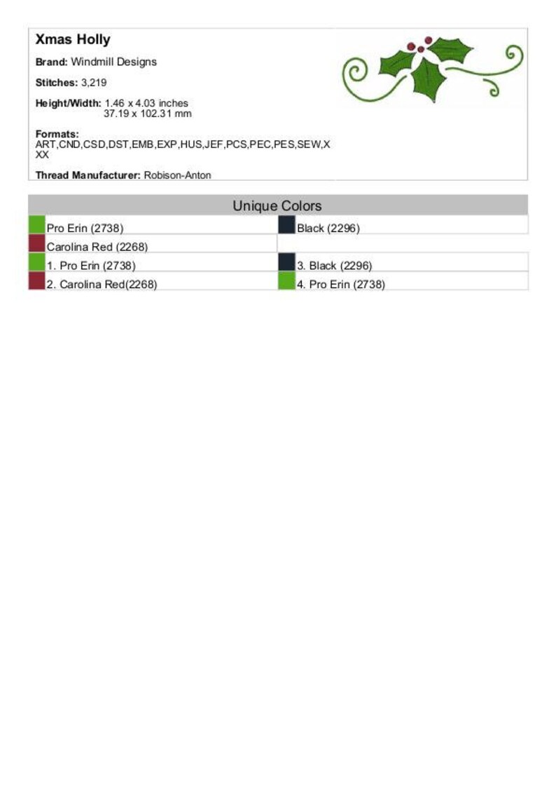 Navidad Holly Diseño de bordado de máquina, diseños de bordado, bordado de máquina, patrones de bordado, archivos de bordado, descarga instantánea imagen 2