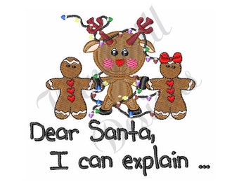 Gingerbread & Reindeer, Santa Letter, Gingerbread Cookies - Machine Embroidery , Embroidery Patterns, Embroidery Files, Instant Download