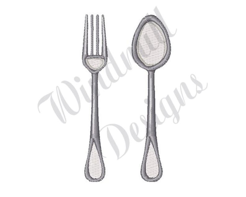 Fork & Spoon Machine Embroidery Design, Embroidery Designs, Machine Embroidery, Embroidery Patterns, Embroidery Files, Instant Download image 1