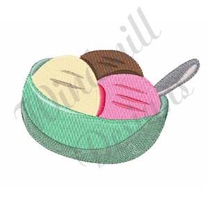 Bowl Of Ice Cream - Machine Embroidery Design, Embroidery Designs, Embroidery Patterns, Embroidery Files, Instant Download