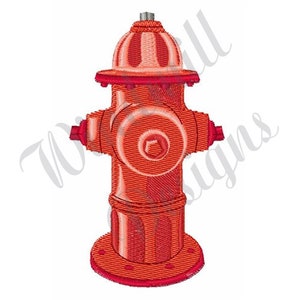 May include: A red fire hydrant with a black cap and a black handle. The hydrant has a round base and a cylindrical body.