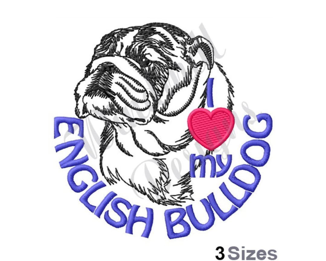 English Bulldog Machine Embroidery Design, Embroidery Designs, Machine