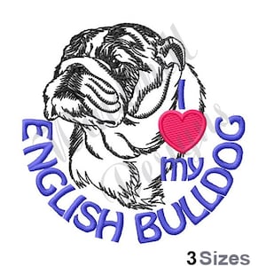 English Bulldog - Machine Embroidery Design, Embroidery Designs, Machine Embroidery, Embroidery Patterns, Embroidery Files, Instant Download