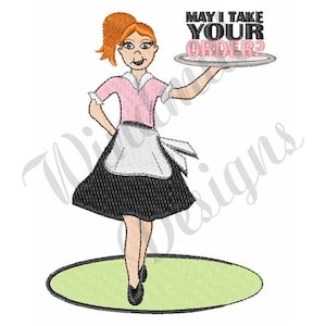 Waitress - Machine Embroidery Design, Embroidery Designs, Machine Embroidery, Embroidery Patterns, Embroidery Files, Instant Download