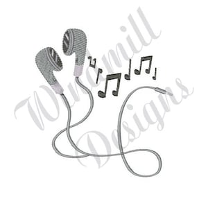Earbuds Music  - Machine Embroidery Design, Embroidery Designs, Machine Embroidery, Embroidery Patterns, Embroidery Files, Instant Download