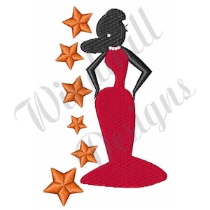 Diva Lady Silhouette - Machine Embroidery Design, Embroidery Designs, Embroidery Patterns, Embroidery Files, Instant Download