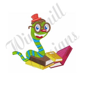 Book Worm - Machine Embroidery Design, Embroidery Designs, Embroidery Patterns, Embroidery Files, Instant Download