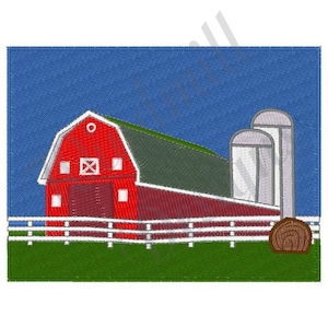 Big Red Barn - Diseño de bordado a máquina, diseños de bordado, patrones de bordado, archivos de bordado, descarga instantánea