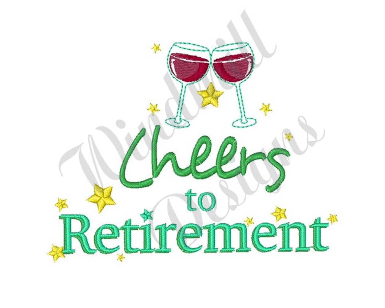 Cheers To Retirement Machine Embroidery Design Embroidery Etsy