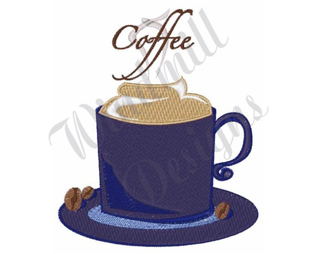 Coffee Cup Machine Embroidery Design, Embroidery Designs, Embroidery