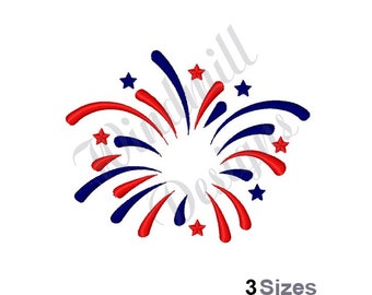 Feux d'artifice patriotiques - Motif de broderie machine