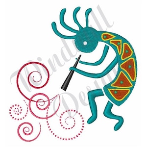 Tanzender Flötist - Maschinenstickdesign, Stickdesigns, Maschinenstickerei, Stickmuster, Stickdateien, Sofortiger Download