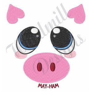 May-Ham Pig Face -Machine Embroidery Design, Embroidery Designs, Machine Embroidery, Embroidery Patterns, Embroidery Files, Instant Download