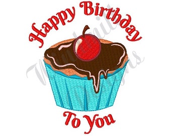 Happy Birthday Cupcake - Machine Embroidery Design, Embroidery Designs, Embroidery, Embroidery Patterns, Embroidery Files, Instant Download