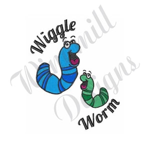 Wiggle Worm - Machine Embroidery Design, Embroidery Designs, Embroidery Patterns, Embroidery Files, Instant Download