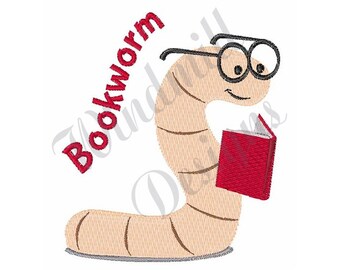 Boekenwurm - machineborduurontwerp, borduurontwerpen, machineborduurwerk, borduurpatronen, borduurbestanden, direct downloaden