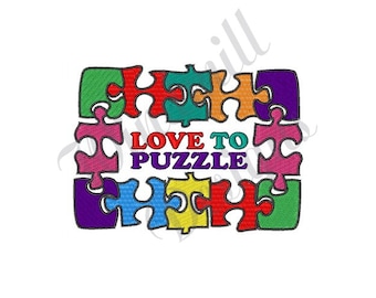 Love To Puzzle - Machine Embroidery Design, Embroidery Designs, Machine Embroidery, Embroidery Patterns, Embroidery Files, Instant Download