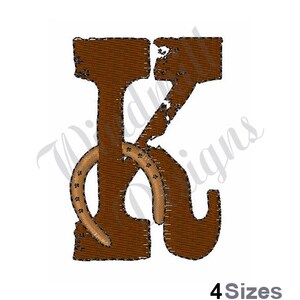 Cowboy Western Letter K - Diseño de bordado de máquinas, diseños de bordado, bordado de máquinas, patrones de bordado y archivos, descarga instantánea