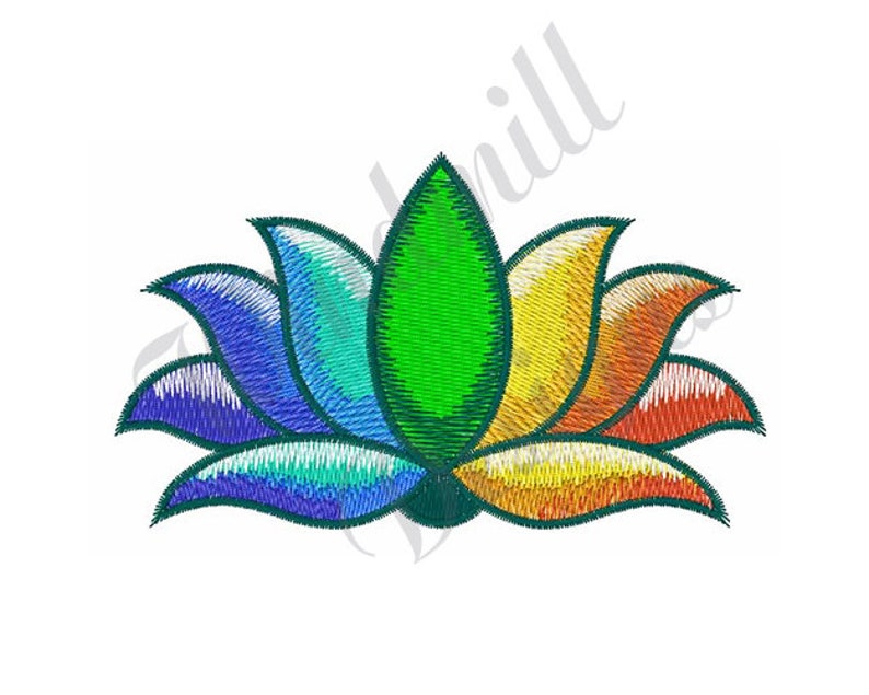 Rainbow Lotus Machine Embroidery Design Embroidery Designs Etsy