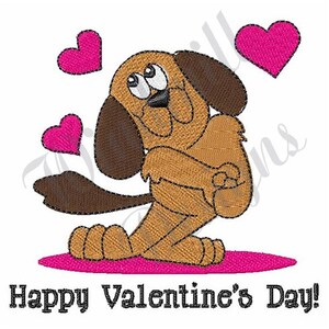 Happy Valentines Day Dog - Machine Embroidery Design, Embroidery Designs, Machine Embroidery, Embroidery Patterns & Files, Instant Download