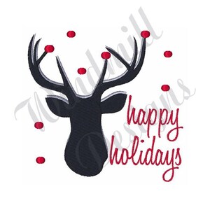 Happy Holidays Reindeer Machine Embroidery Design, Embroidery Designs, Machine Embroidery, Embroidery Patterns & Files, Instant Download