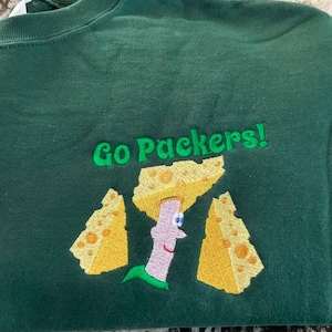 Go Packers Cheese Head Machine Embroidery Design. Green Bay Packers Fan with a Cheesehead , Embroidery Designs, Machine Embroidery,