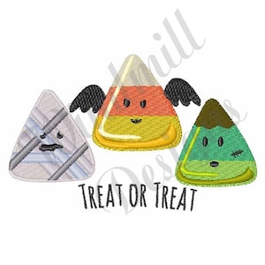 Treat or Treat Halloween Decoration - Machine Embroidery Design, Scary and Spooky Candy Corn Instant Download