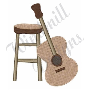 Guitar And Stool -Machine Embroidery Design, Embroidery Designs, Machine Embroidery, Embroidery Patterns, Embroidery Files, Instant Download