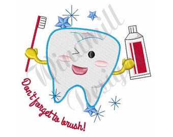 Tooth Toothbrush -Machine Embroidery Design, Embroidery Designs, Machine Embroidery, Embroidery Patterns, Embroidery Files, Instant Download