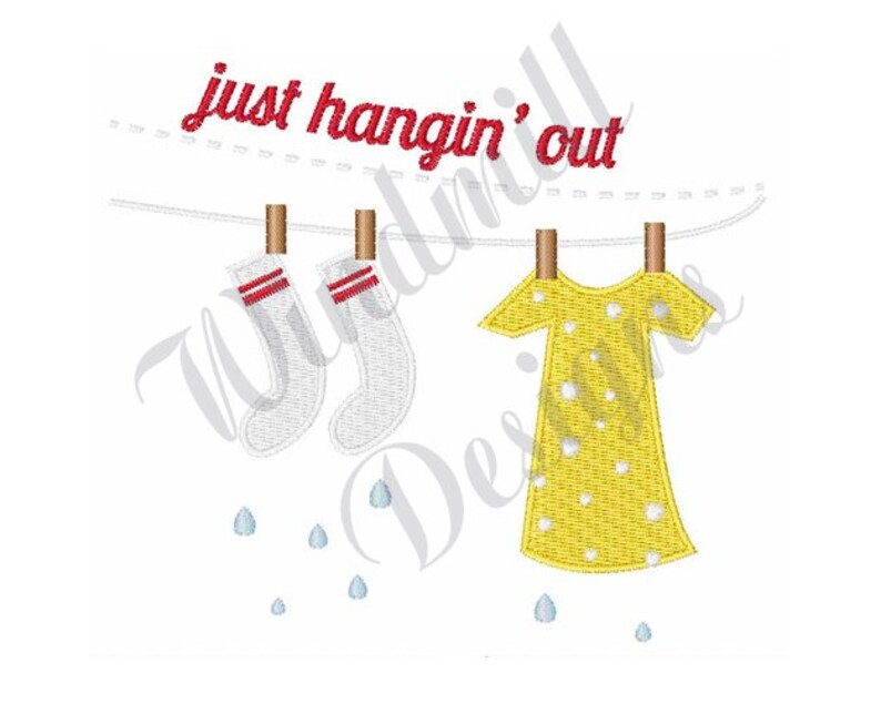 Hanging Out to Dry Machine Embroidery Design Embroidery Etsy