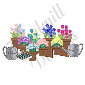 Potted Plants - Machine Embroidery Design, Embroidery Designs, Machine Embroidery, Embroidery Patterns, Embroidery Files, Instant Download