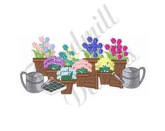 Potted Plants - Machine Embroidery Design, Embroidery Designs, Machine Embroidery, Embroidery Patterns, Embroidery Files, Instant Download