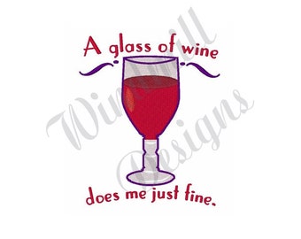 Glass Of Wine - Machine Embroidery Design, Embroidery Designs, Embroidery Patterns, Embroidery Files, Instant Download